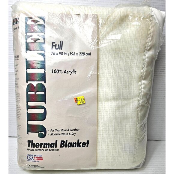 Vintage Jubilee Ivory Full Size 76 x 90 Thermal Blanket Year Round Comfort USA - Picture 1 of 10